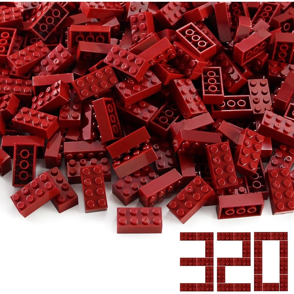 2x4 Bricks Dark Red 320 Pieces Parts Classic Building kit, Dark Red / 320 pcs